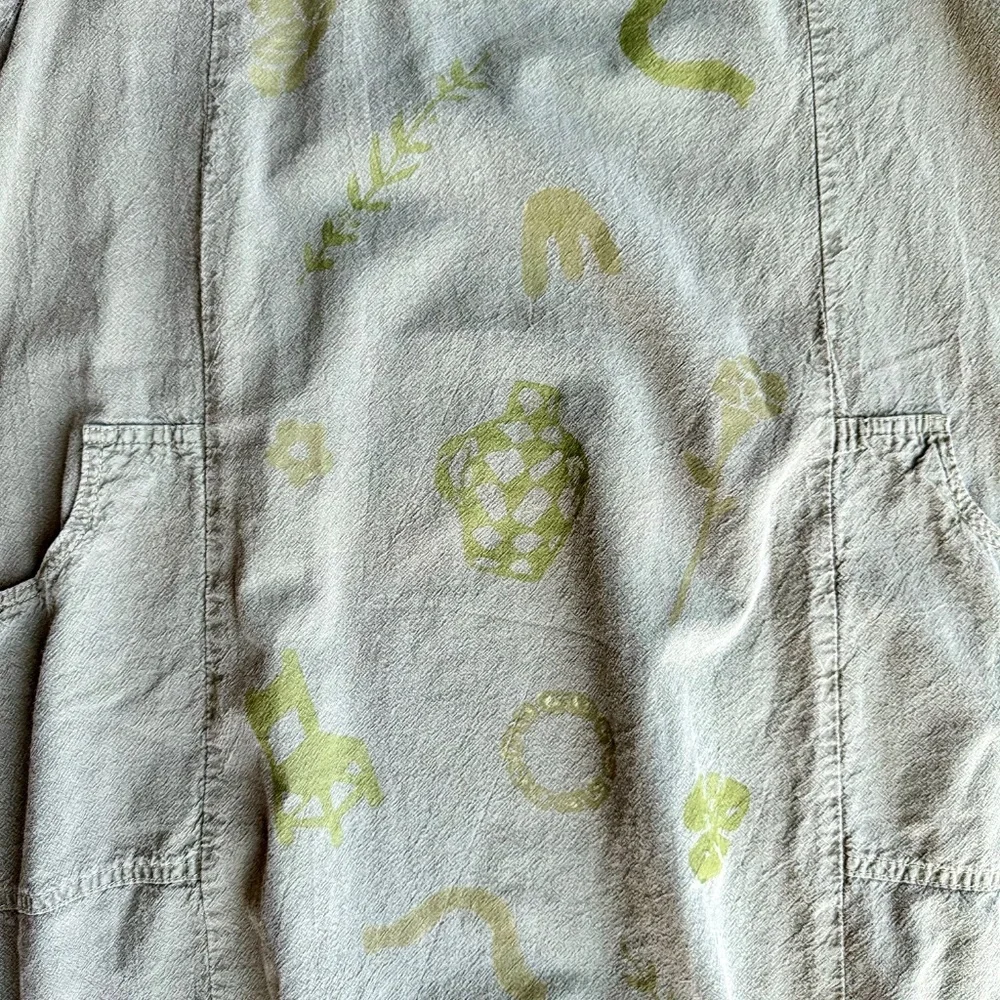 Hand-Painted‎ Olive Green Short Sleeve Pocket Dress Unique Artwear (Fits M/L) - Picture 6 of 11